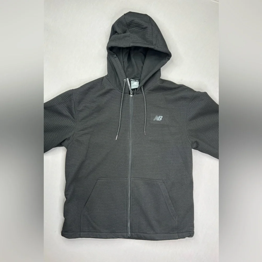 NEW BALANCE QUILT KNIT FULL ZIP HOODED FLEECE LINED JACKET